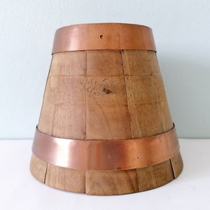 wooden vintage bucket, antique wooden barrel,  wooden copper planter, small garden planter wooden bucket, french farmhouse interior decor