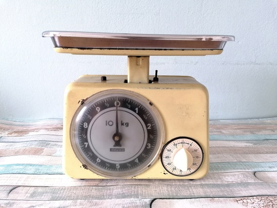 Retro Kitchen Scale, Retro Vintage Scale With Timer, Vintage Metal