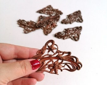 Copper DIY decorations, copper furniture ornaments, elderflower furniture applique, copper craft supplies, scrapbooking supplies