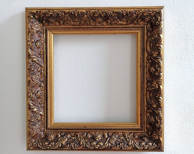 Vintage Square Picture Frame, Wooden Gilded Photo Frame, Art Framing