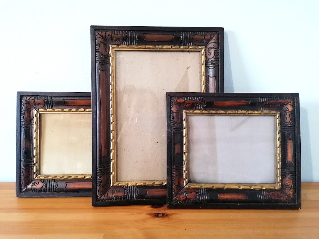 Vintage Hand Carved Wooden Frames, Gallery Wall Set, 3 Antique Gilded