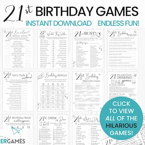 HILARIOUS 21st BIRTHDAY GAMES Bundle | Printable Party Games, 21st Birthday Party Games for Adults, Adult Party Games Drinking Games Her Him