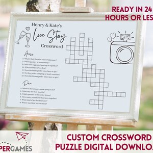 Custom Wedding Crossword Puzzle | Personalized Bridal Shower Crossword Game, Bachelorette Crossword Game Printable, Hen Party, Wedding Game