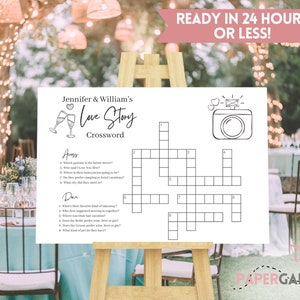 Custom Couples Crossword Puzzle | Personalized Crossword Game, Anniversary Party Game Printable, Hen Party, Wedding Game Icebreaker, Bachelo