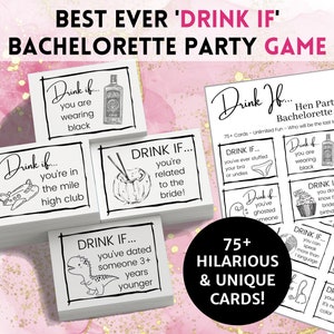 Hilarious Bachelorette Party Game Drink If Game | Printable Hen Party Game, Drinking Board Game, Bridal Party Game, Bridesmaid Party Game