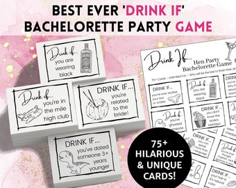 Hilarious Bachelorette Party Game Drink If Game | Printable Hen Party Game, Drinking Board Game, Bridal Party Game, Bridesmaid Party Game