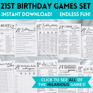 21st BIRTHDAY GAMES Bundle | Printable Party Games, 21st Birthday Party Games for Adults, Adult Party Games Drinking Games Friends Her Him