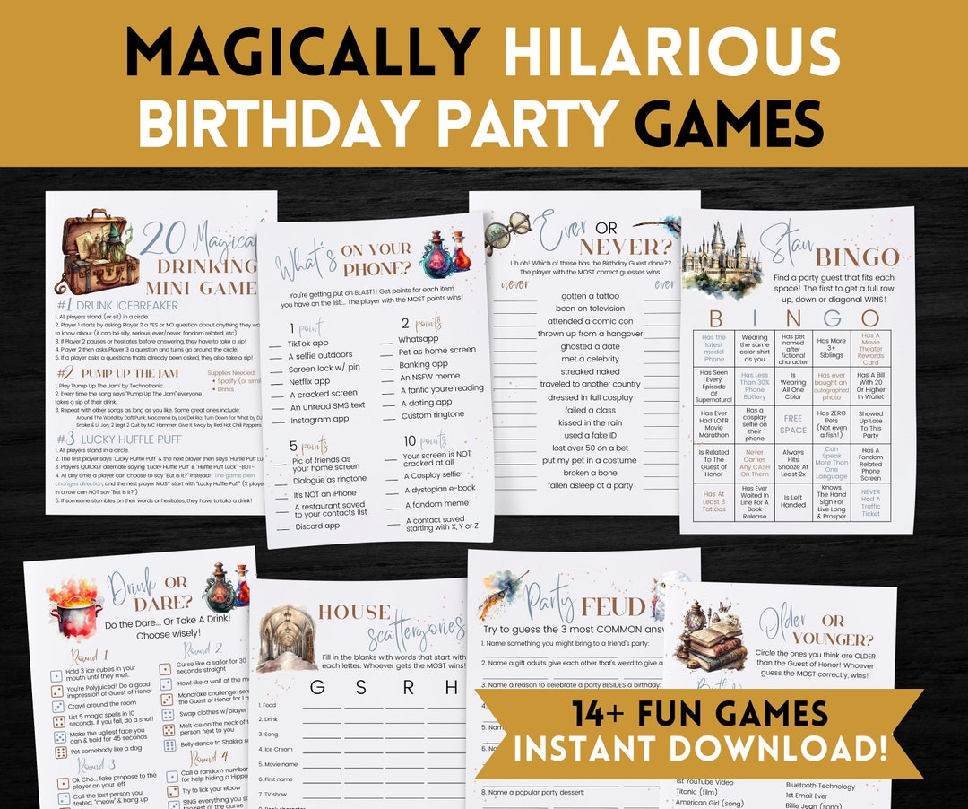 WIZARD BIRTHDAY PARTY Games for Adults Printable Party Games, Wizard