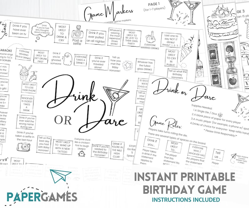 Drink If Birthday Party Game Printable Funny Adult Party Game, Drinking ...