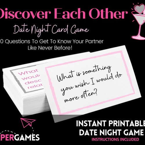 Bonding Date Night Discover Card Game Valentines Day Printable Etsy