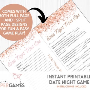 Silly & Sexy Mad Libs DATE NIGHT GAME Instant Download Couples Date Night Game, Honeymoon Activity, Anniversary Gift, Sexy Couples Games image 2