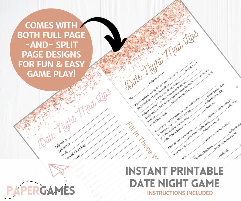 Silly & Sexy Mad Libs DATE NIGHT GAME Instant Download Couples Date Night Game, Honeymoon Activity, Anniversary Gift, Sexy Couples Games image 2