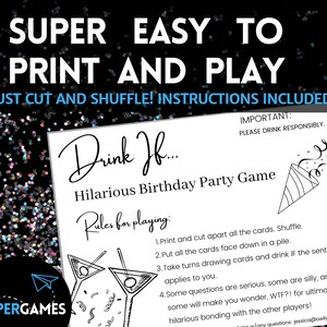 Drink If Card Game | Printable Birthday Party Game, Drinking Party Game ...