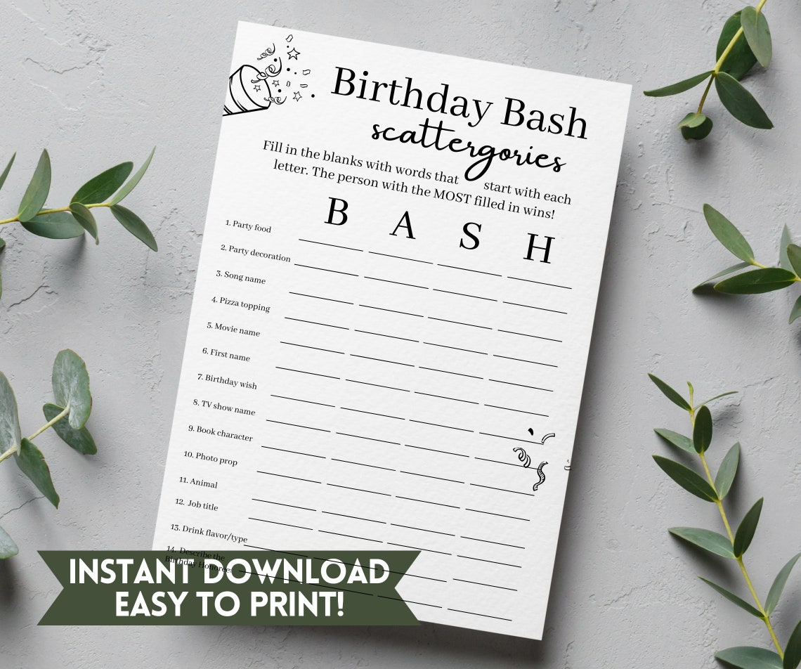 Funny Adult Birthday Game Printable Party Games, Adult Games, Birthday ...