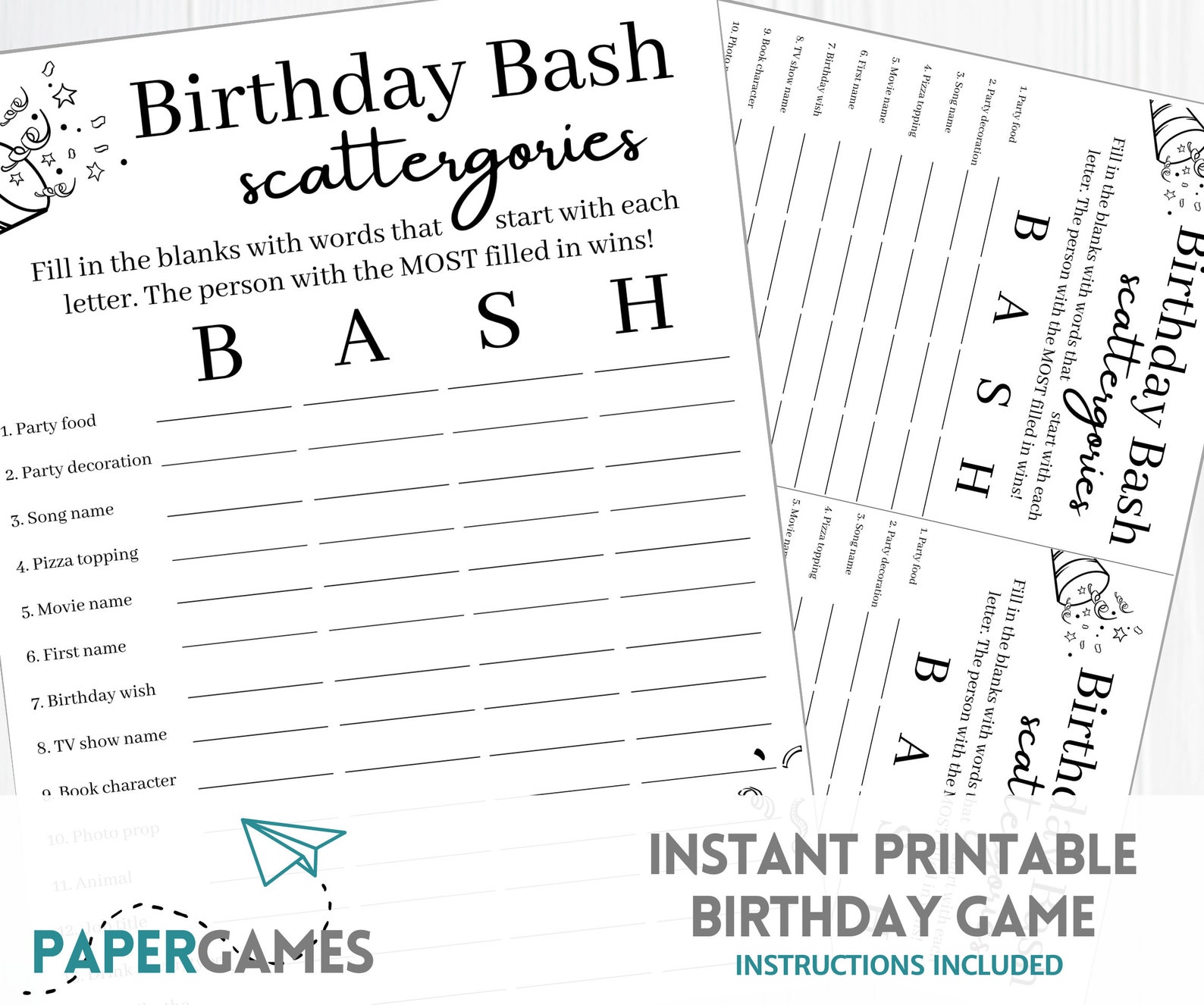 Funny Adult Birthday Game Printable Party Games, Adult Games, Birthday ...