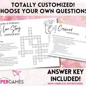 Custom Wedding Crossword Puzzle | Personalized Bridal Shower Crossword ...