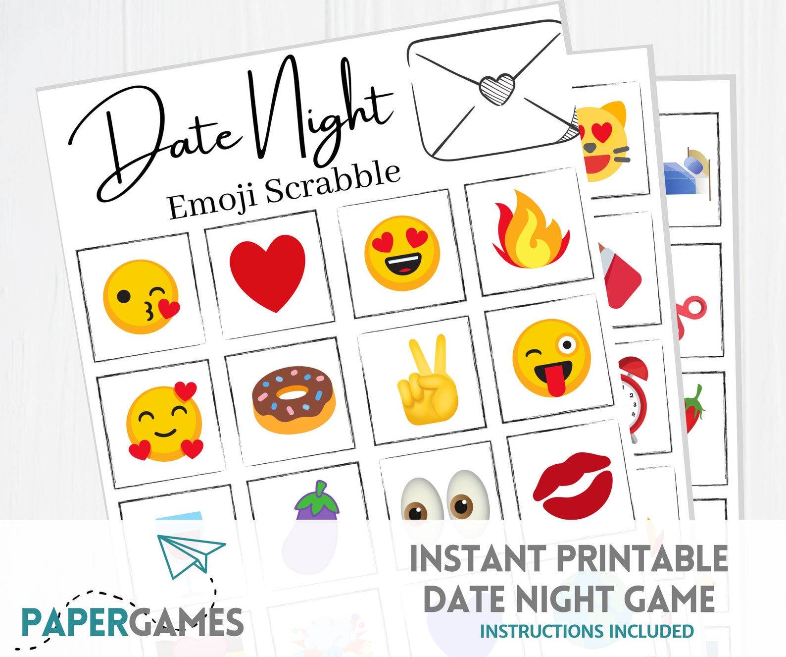 Date Night Emoji Tile Game Printable Download Wedding | Etsy