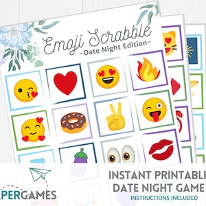 Date Night Emoji Tile Game Printable Download Wedding | Etsy