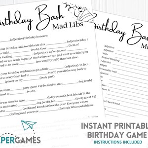 Hilarious Mad Libs Birthday Game | Printable Party Game, Adult Games, Birthday Party Game for Adults, Birthday Game Download, His Her Unisex