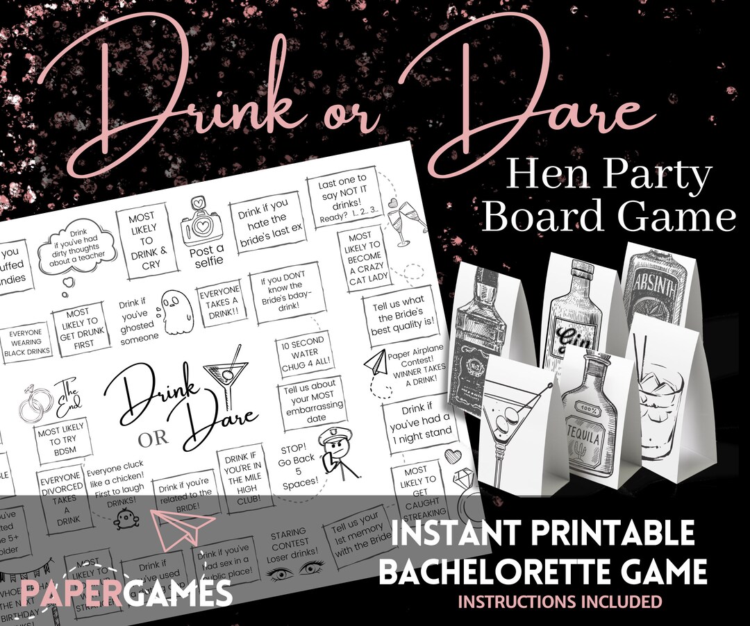 Drink or Dare Bachelorette Party Game Hen Party Minimalist - Etsy
