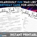 Hilarious Mad Libs Birthday Game Printable Party Game, Adult Games ...