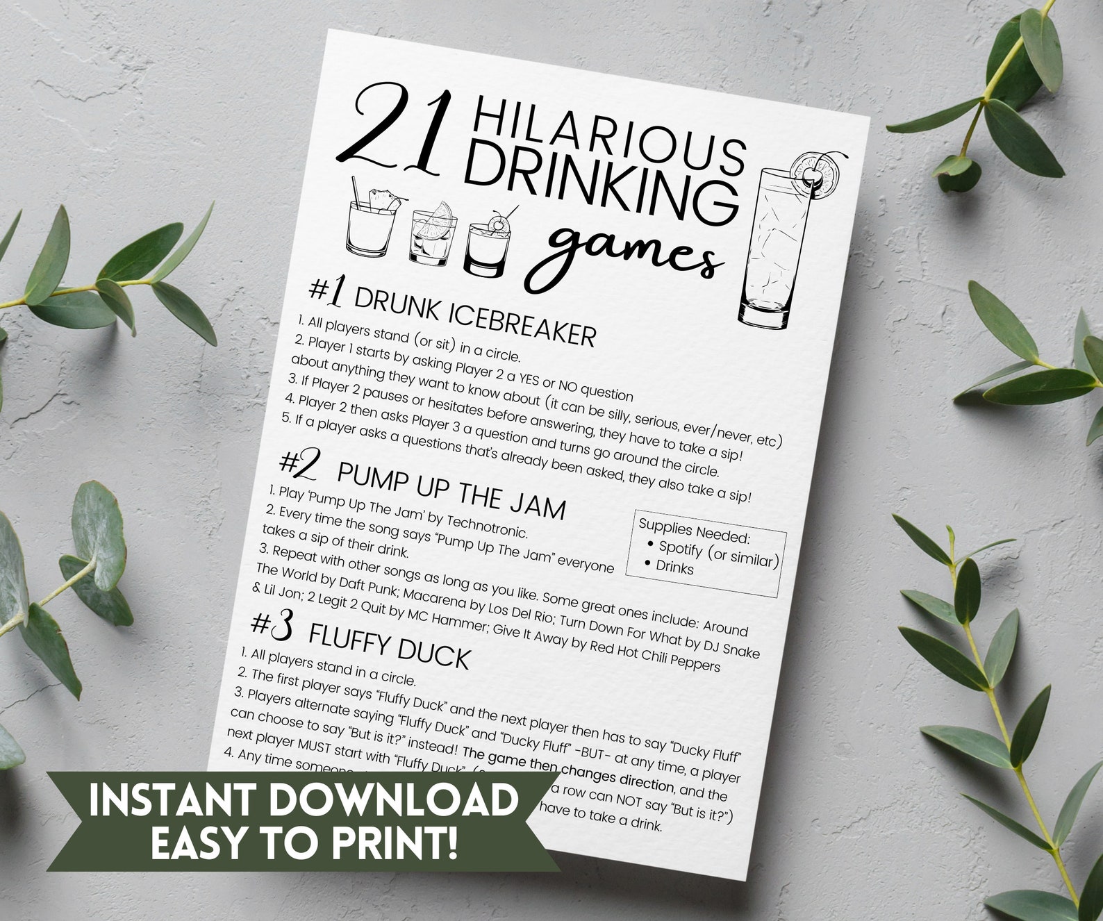 21 Hilarious Drinking Games Printable Party Games, 21st Birthday Party ...