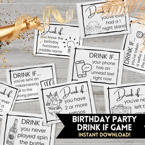Drink If Card Game | Printable Birthday Party Game, Drinking Party Game ...