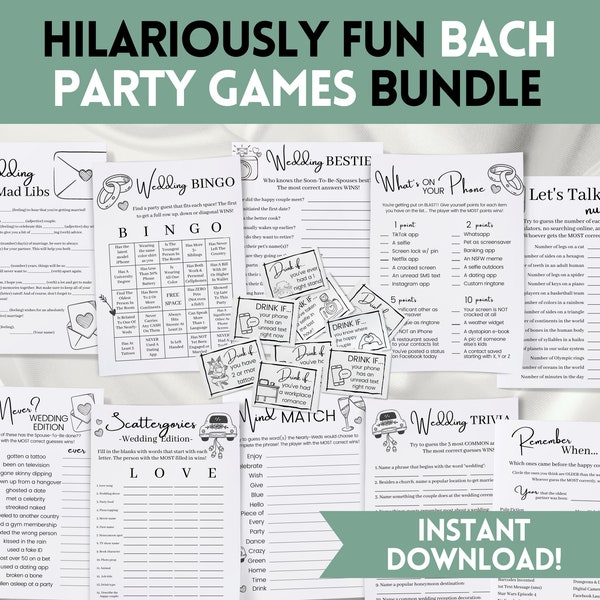 Bachelorette Party Game Bundle | Minimalist Wedding Games, Couples Shower, Drink If Game, Bridal Party Games, LGBTQ Shower, Hen Do Download