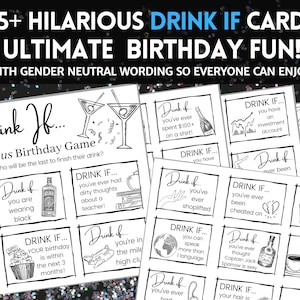 Drink If Card Game | Printable Birthday Party Game, Drinking Party Game ...