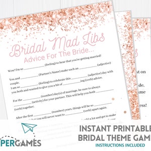 Bridal Mad Libs: Ratschläge für die Braut Spiel zum Ausdrucken Download Brautparty Verlobungsfeier Hochzeit Spielideen Junggesellinnenabschied Spiele