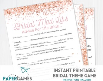 Bridal Mad Libs Game: Advice for the Bride (Printable Download)
