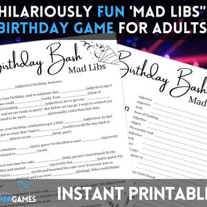Funny Mad Libs Birthday Game | Printable Party Game, Adult Games, Birthday Party Game for Adults, Birthday Game Download, His Her Unisex