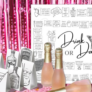 Drink or Dare Bachelorette Party Game, Hen Party Minimalist Game ...