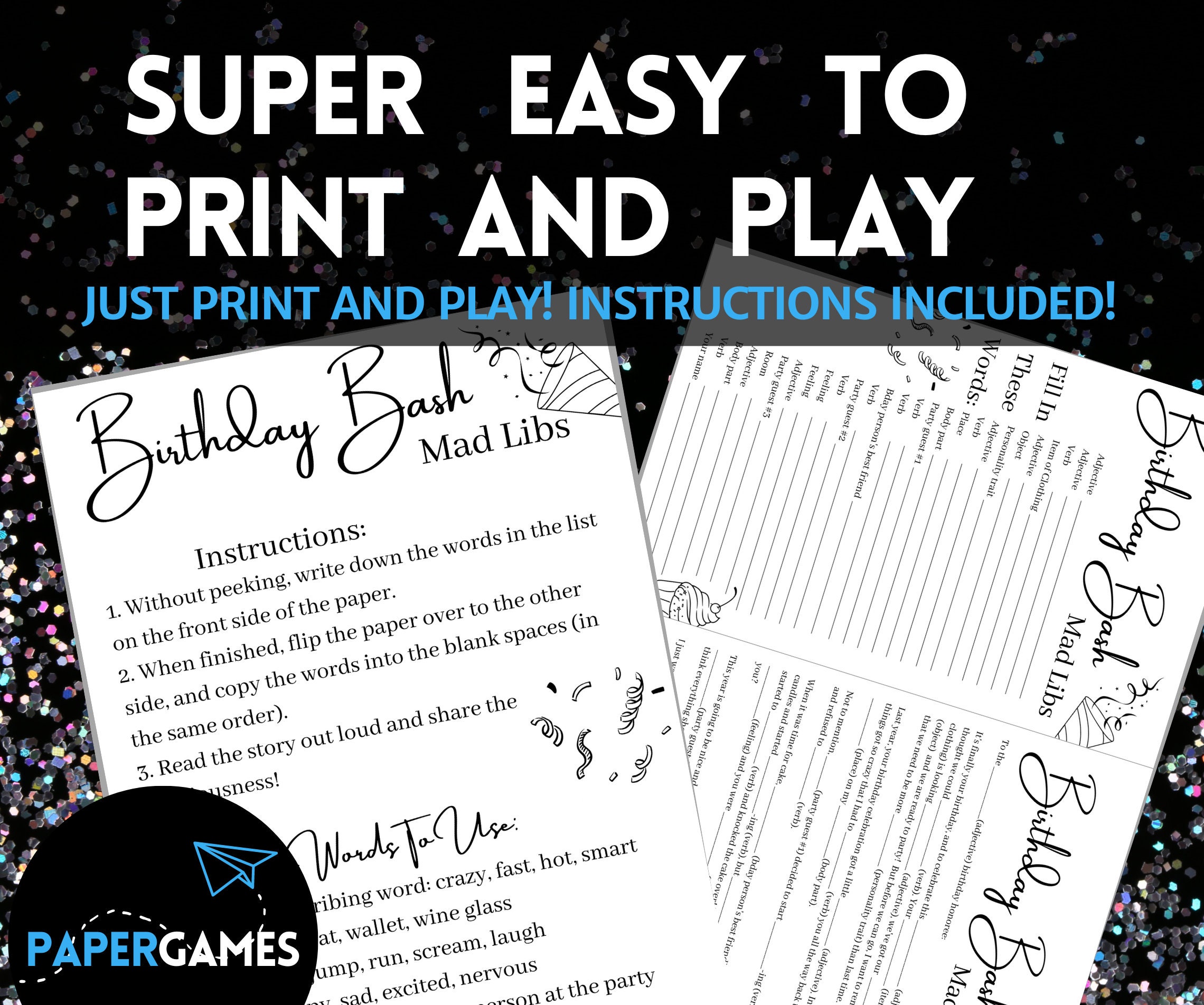 Funny Mad Libs Birthday Game Printable Party Game, Adult Games ...