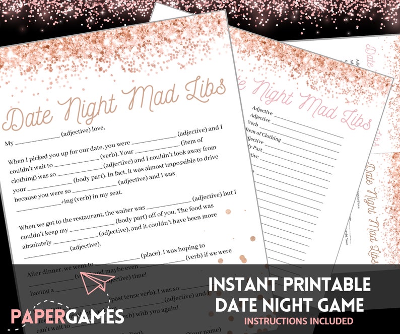 Silly & Sexy Mad Libs DATE NIGHT GAME Instant Download Couples Date Night Game, Honeymoon Activity, Anniversary Gift, Sexy Couples Games image 6