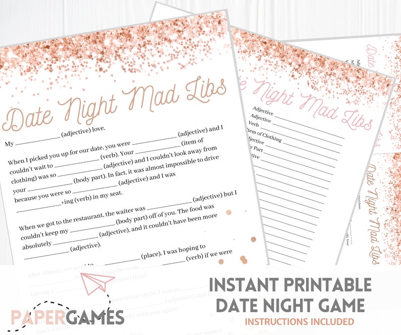 Silly & Sexy Mad Libs DATE NIGHT GAME Instant Download Couples Date Night Game, Honeymoon Activity, Anniversary Gift, Sexy Couples Games image 1