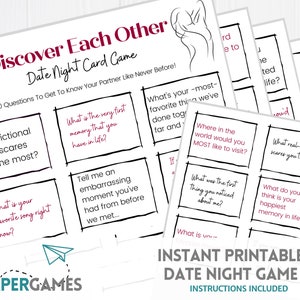 Spaß & Sexy Bonding Karten DATE NIGHT GAME Sofort Download | Paare Date Night Spiel, Flitterwochen Aktivität, Jubiläumsgeschenk, Paare Spiele