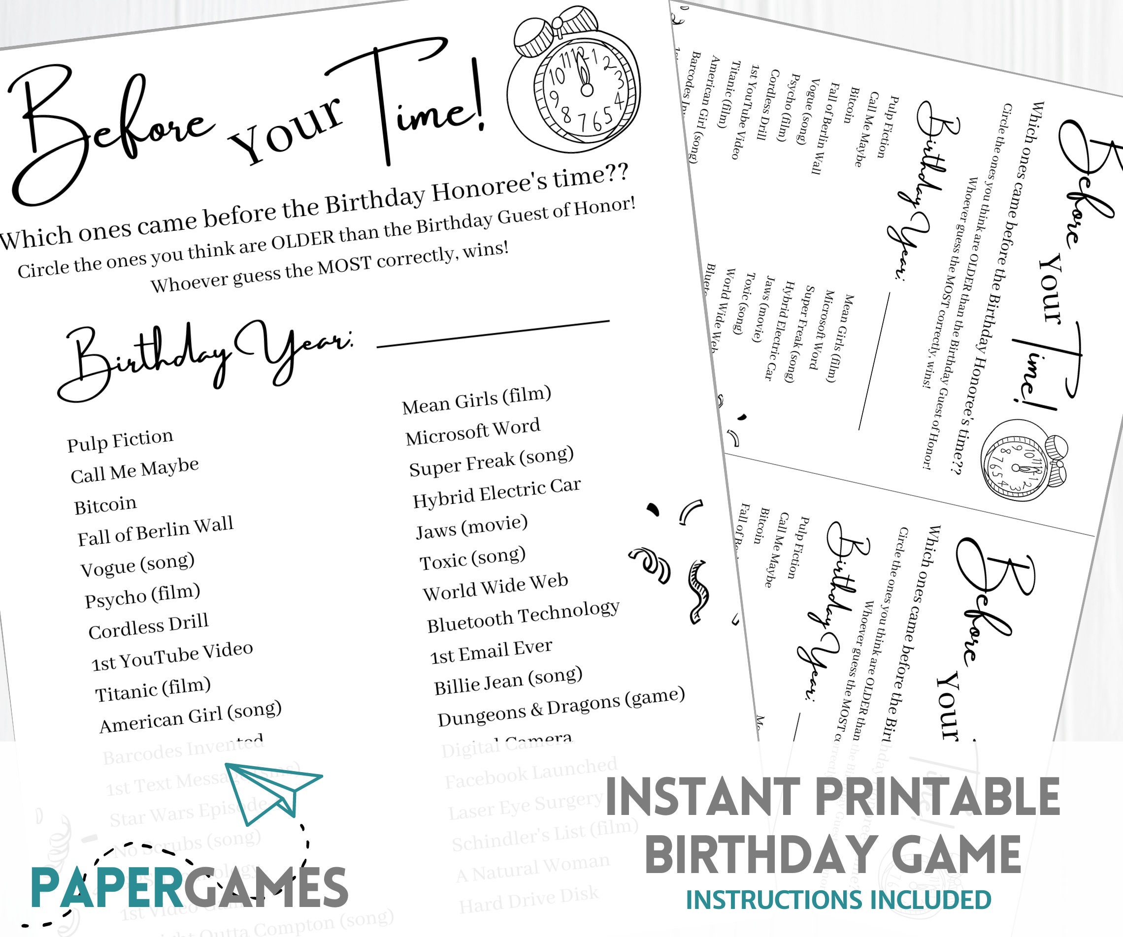 Hilarious Adult Birthday Game Printable Party Games, Adult Games ...