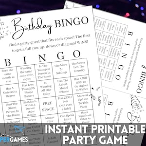 Urkomisches Geburtstags Spiel BINGO | Druckbare Gesellschaftsspiele für Erwachsene Geburtstagsspiel Party Spiel Downloaden Sie Ihn Ihre Freunde 25.30.35 40.45 50.60