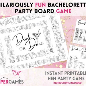 Drink or Dare Bachelorette Party Game, Hen Party Minimalist Game ...