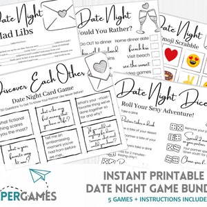5 Fun & Sexy DATE NIGHT GAMES Bundle Instant Download | Couples Date