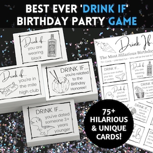Drink If-kaartspel | Afdrukbaar verjaardagsfeestje, drinkfeestje, spellen voor volwassenen, verjaardagsfeestje spel voor volwassenen, verjaardagsspel downloaden