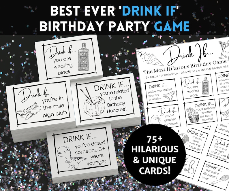 Drink If Birthday Card Game Printable Party Game, Drinking Party Game