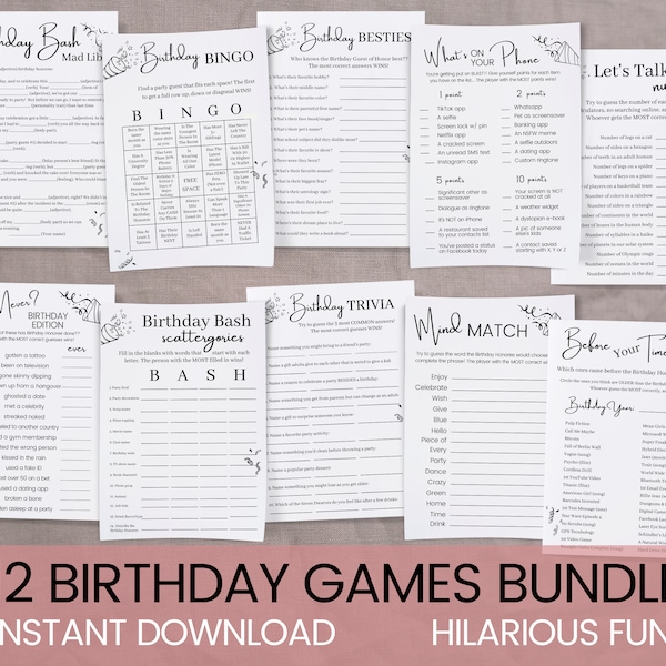 Epic Birthday Games Bundle | Printable Party Games, Adult Games, Birthday Party Games for Adults, Birthday Game Download, His Her Unisex