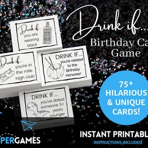 Drink If Birthday Card Game | Printable Party Game, Drinking Party Game, Adult Games, Birthday Party Game for Adults, Birthday Game Download