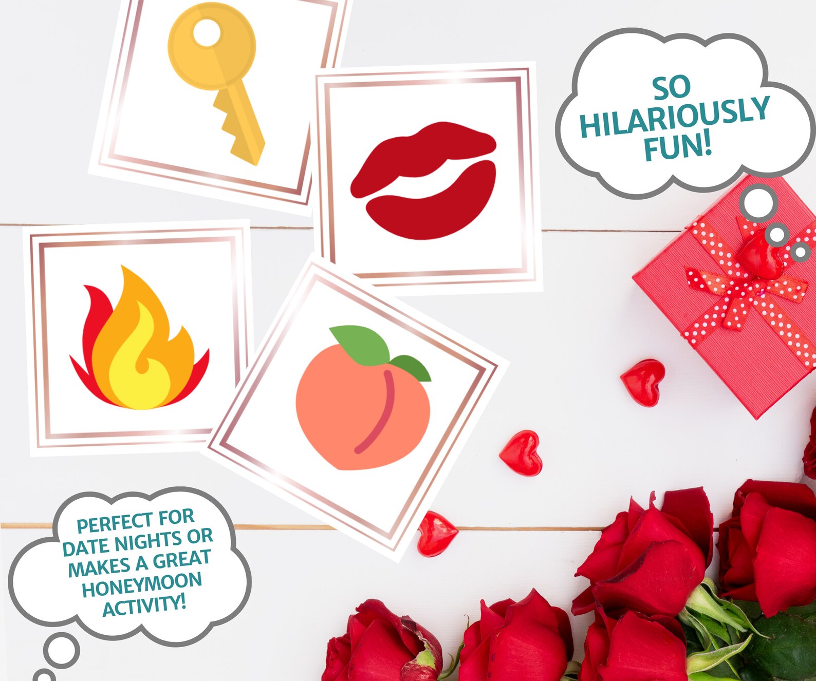 Date Night Emoji Tile Game Printable Download Rose Gold - Etsy