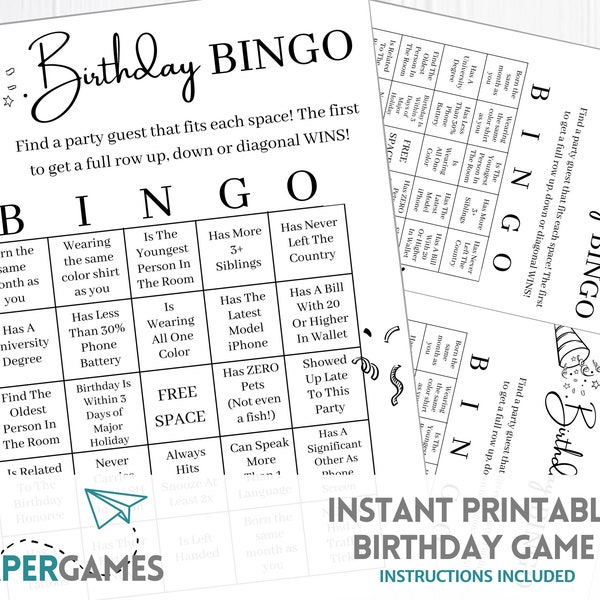 Hilarious BINGO Birthday Game | Printable Party Games, Adult Games, Birthday Party Game for Adults, Birthday Game Download, His Her Unisex