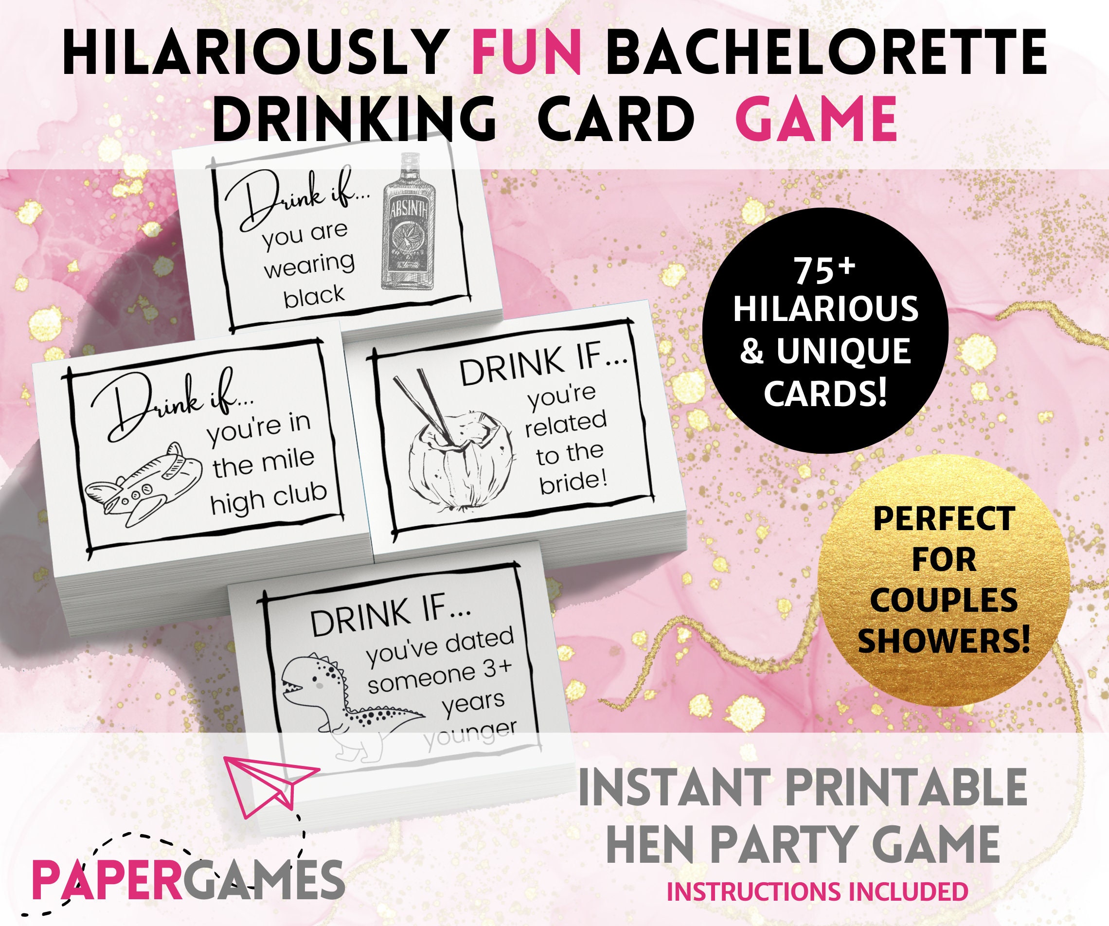 Drink IF Bachelorette Party Game, Hen Party Minimalist Game, Drinking