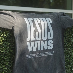 Jesus Wins Oversized Acid Washed T-shirt Heavy Weight material Christian apparel street wear