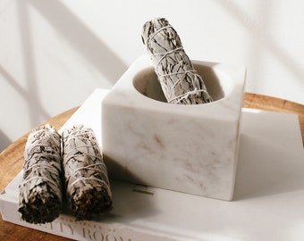 Marble Smudging Bowl with Sage | Marble Bowl | Sage bowl
